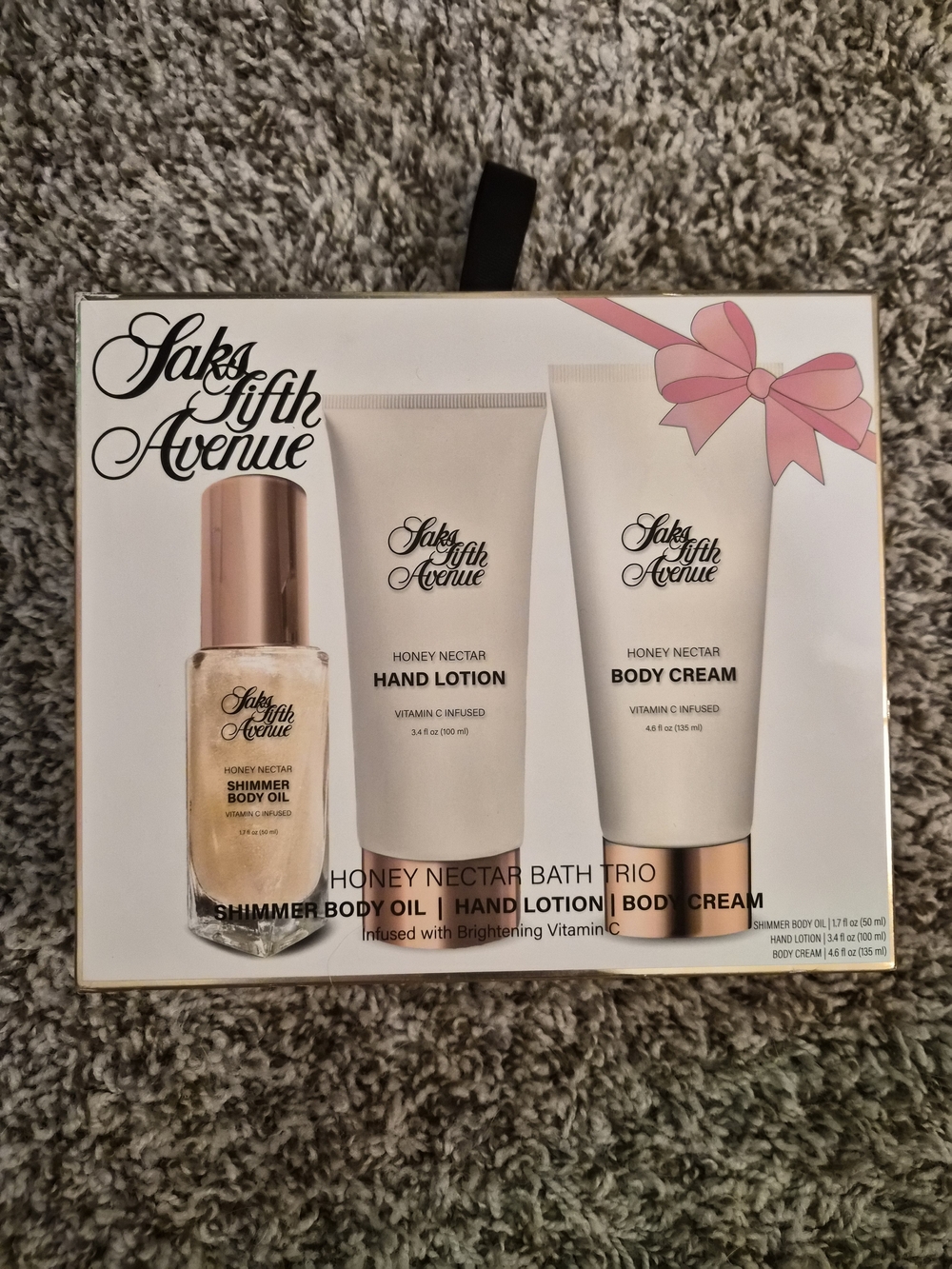 Saks Fifth Avenue Honey Nectar Bath Trio - White and Pink Accents